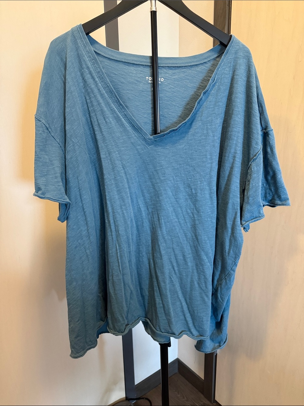 torrid Blue Relaxed Fit Slub V-Neck Short Sleeve Tee